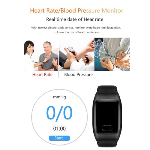  SJUAN Fitness Tracker, Heart Rate Blood Oxygen Blood Pressure Monitor Dustproof and Waterproof GPS Six-Fold Positioning for Women Men/Older,White