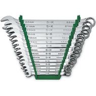 SK Professional Tools 86265 15-Piece 12-Point Metric Regular Long Combination Wrench Set - SuperKrome Finish, Set of 15 Chrome Wrenches Made in USA