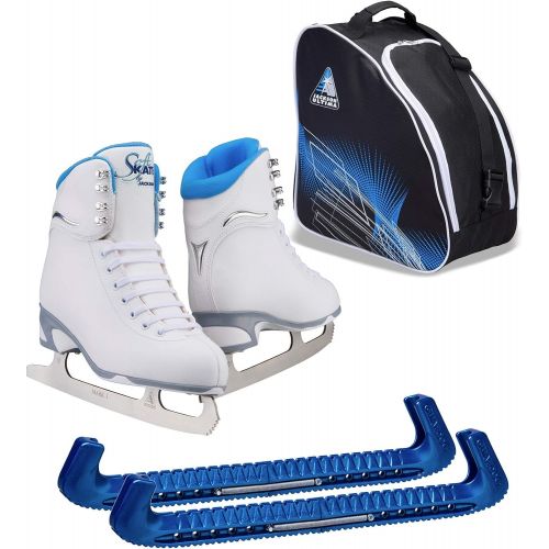  [아마존베스트]SKATE GURU Jackson Ultima Finesse JS180 / JS181 / JS184 Figure Ice Skates for Women and Girls Bundle with Guardog Skate Guards, Jackson Skate Bag JL350 - Improved, JUST LAUNCHED 2020