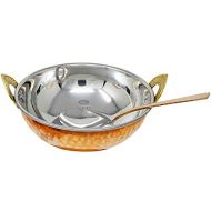 SKAVIJ Hammered Style Copper Stainless Steel Serving Bowl and Spoon Set 34 Ounce