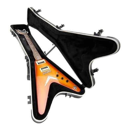  SKB Cases Flying V Type Guitar Hardshell Case with Molded EPS Foam Interior, TSA Latch, and Over-Molded Handle and Accessory Compartment