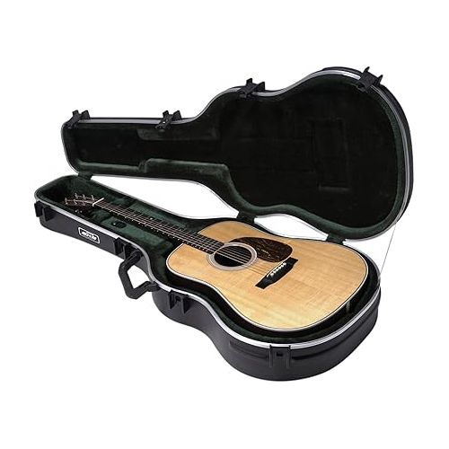  SKB Cases Acoustic Dreadnought Deluxe and 12-String Guitars Hardshell Case with Contoured Arched Lid, TSA Latch, Over-Molded Handle, and EPS Foam Interior