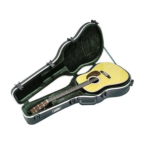  SKB Cases Acoustic Dreadnought Deluxe and 12-String Guitars Hardshell Case with Contoured Arched Lid, TSA Latch, Over-Molded Handle, and EPS Foam Interior