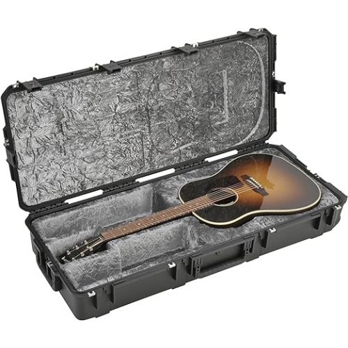  SKB Cases iSeries Waterproof Injection Molded Acoustic Guitar Case with TSA Latches and Wheels (Tan)