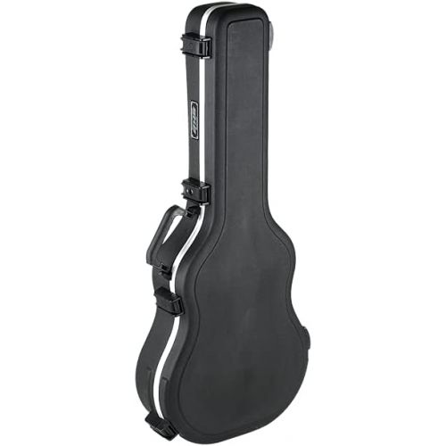  SKB Cases Thin-Line Acoustic-Electric or Classic Deluxe Guitar Hardshell Case with Full-Length Neck Support, TSA Latch, Over-Molded Handle, and Accessories Compartment