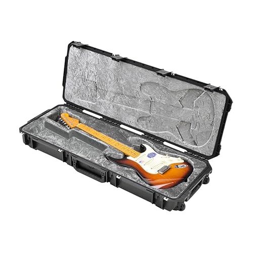  SKB iSeries Waterproof Strat and Tele Guitar Injection Molded Mil-Standard Waterproof Flight Case with Quiet-Glide Wheels