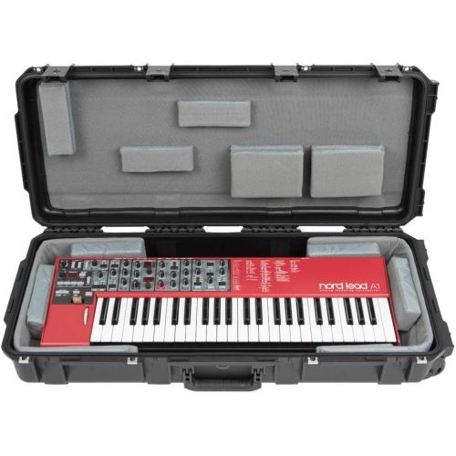  SKB Cases 3i-3614-TKBD iSeries 49-Note Keyboard Case, Waterproof Injection Molded Shell, 14 Total Hook-and-loop Pads in 4 Different Sizes, Pull Handle and Wheels for Easy Towing