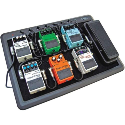  SKB Cases 1SKB-PS-8 Powered Pedalboard, Powers Up to 8 Pedals, Heavy-duty 19 x 12 Hook and Loop Mounting Surface, Eight Built-in 9VDC Output Jacks,Ballistic Nylon Carry Bag