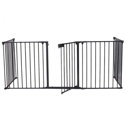  SKEMIDEX---Elegant Fireplace Fence Sturdy Baby Play Fence Safety Fire Gate Protection Shapeable Hearth GateBBQ Metal Gate for Pet Dog Cat Plastic Black 5 Sides 30 Inches Height