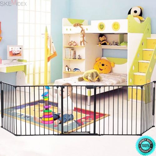  SKEMIDEX---Elegant Fireplace Fence Sturdy Baby Play Fence Safety Fire Gate Protection Shapeable Hearth GateBBQ Metal Gate for Pet Dog Cat Plastic Black 5 Sides 30 Inches Height