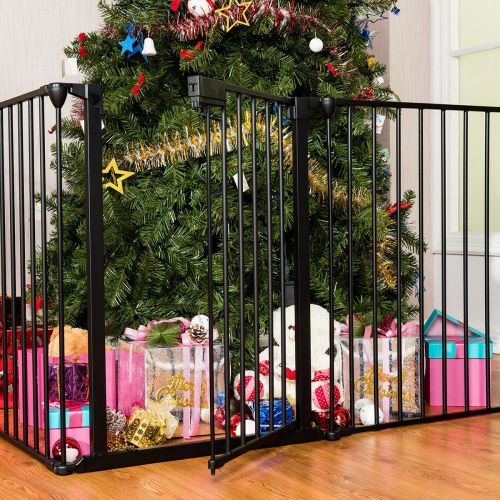  SKEMIDEX---Elegant Fireplace Fence Sturdy Baby Play Fence Safety Fire Gate Protection Shapeable Hearth GateBBQ Metal Gate for Pet Dog Cat Plastic Black 5 Sides 30 Inches Height