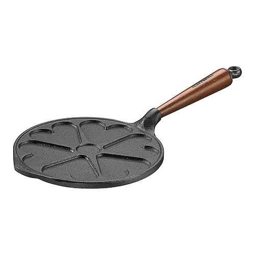  SKEPPSHULT Heart Pancake Iron with Wooden Handle