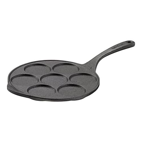  SKEPPSHULT Pfannkuchen Pfanne fuer 7 kleine Pfannkuchen 23 cm. Gusseisengriff. Auf allen Herdarten, Ofen, Grill & offenem Feuer einsetzbar