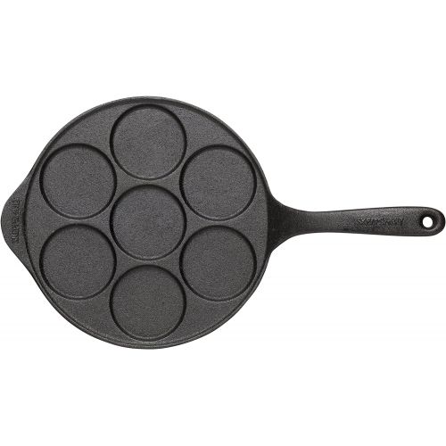  SKEPPSHULT Pfannkuchen Pfanne fuer 7 kleine Pfannkuchen 23 cm. Gusseisengriff. Auf allen Herdarten, Ofen, Grill & offenem Feuer einsetzbar