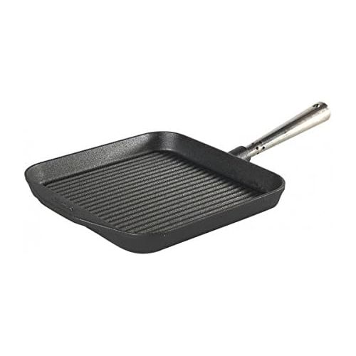  Skeppshult Gusseisen Grillpfanne eckig Edelstahlgriff 25x25cm, fuer alle Herdarten geeignet (auch Induktion)