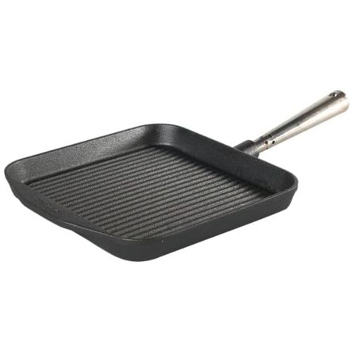  Skeppshult Gusseisen Grillpfanne eckig Edelstahlgriff 25x25cm, fuer alle Herdarten geeignet (auch Induktion)