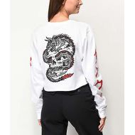 SKETCHY TANK Sketchy Tank Dragon White Long Sleeve Crop T-Shirt