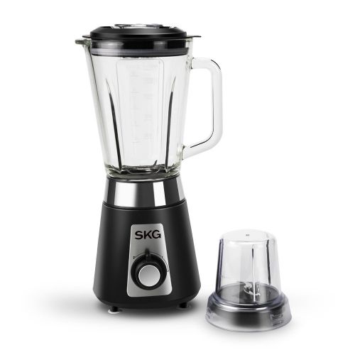  SKG Professional Blender Mixer Personal Blender 1500ml glass jar 2 Speeds with HIGHLOW speeds control with a Meat Mincing Cup, Black900W