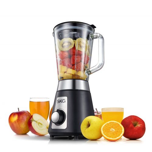  SKG Professional Blender Mixer Personal Blender 1500ml glass jar 2 Speeds with HIGHLOW speeds control with a Meat Mincing Cup, Black900W