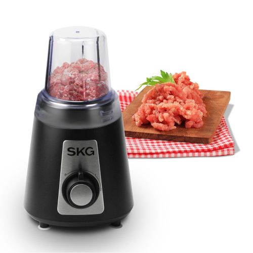  SKG Professional Blender Mixer Personal Blender 1500ml glass jar 2 Speeds with HIGHLOW speeds control with a Meat Mincing Cup, Black900W