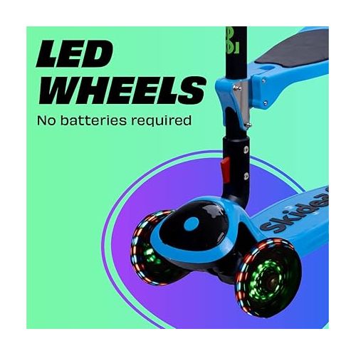  Kick Scooters for Kids Ages 3-5 (Suitable for 2-12 Year Old) Adjustable Height Foldable Scooter Removable Seat, 3 LED Light Wheels, Rear Brake, Wide Standing Board, Outdoor Activities for Boys/Girls