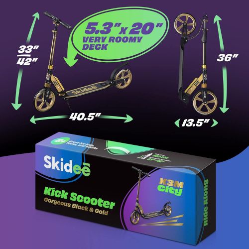  [아마존베스트]SKIDEE Scooters for Kids 8 years and Up - Foldable Scooter with 8-Inch Wheels and Anti-Shock Suspension - 4 Adjustment Levels for Expanding the Handlebar Up To 41 Inches High - 220