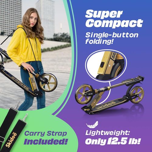  [아마존베스트]SKIDEE Scooters for Kids 8 years and Up - Foldable Scooter with 8-Inch Wheels and Anti-Shock Suspension - 4 Adjustment Levels for Expanding the Handlebar Up To 41 Inches High - 220