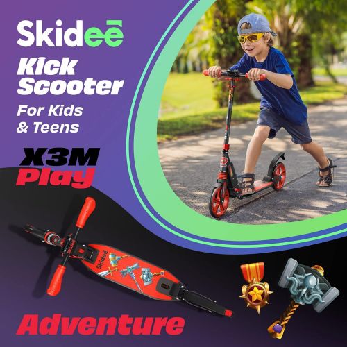  SKIDEE Scooter for Kids Ages 6-12 - Scooters for Teens 12 Years and Up - Adult Scooter with Anti-Shock Suspension - Scooter for Kids 8 Years and Up with 4 Adjustment Levels Handlebar Up t