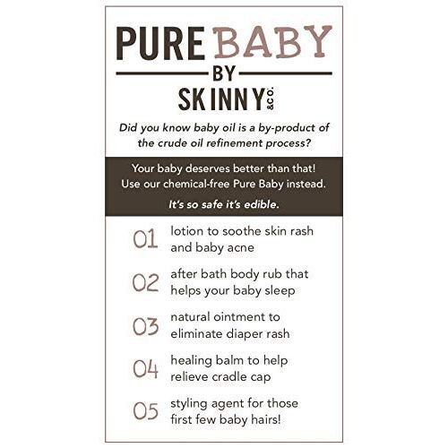  SKINNY and CO. Pure Baby - 100% Organic Coconut Baby Oil for Sensitive Skin Care - Unrefined & Chemical Free - All Natural Cradle Cap Treatment | Eczema, Psoriasis Relief, and Diap