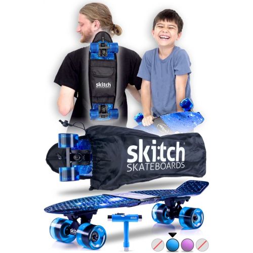  [아마존베스트]SKITCH Complete Skateboard Gift Set for All Ages with 22 Inch Mini Cruiser Board + Skateboard Backpack + Skate Tool + Tote Bag