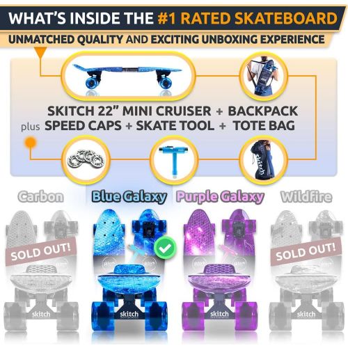 [아마존베스트]SKITCH Complete Skateboard Gift Set for All Ages with 22 Inch Mini Cruiser Board + Skateboard Backpack + Skate Tool + Tote Bag