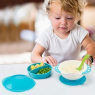 SKK BABY SKK Baby Divided Suction Bowl With Lids Stay Put and Non Spill For Infant Toddler Kids Blue