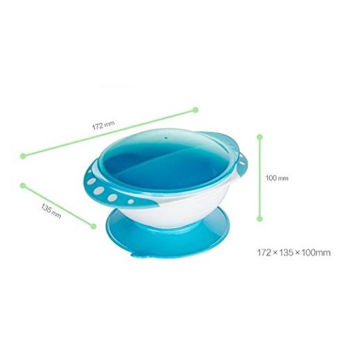  SKK BABY SKK Baby Divided Suction Bowl With Lids Stay Put and Non Spill For Infant Toddler Kids Blue