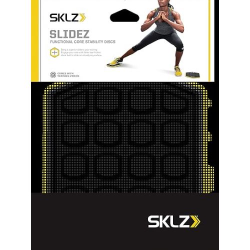 스킬즈 SKLZ Slidez Dual-Sided Exercise Glider Discs for Core Stability Exercises for Hands & Feet, Standard Use,Yellow