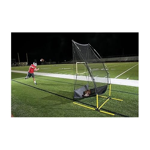 스킬즈 SKLZ Quickster 4-in-1 Multi-Skill Football Net for Pass, Punt, Kick and Snap Training,Black/yellow