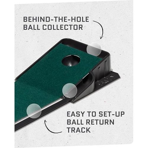 스킬즈 SKLZ ACCELERATOR PRO - Indoor Golf Putting Mat with Auto-Ball Return & Behind-the-Hole Ball Collector - Putter Alignment Guides at 3, 5 & 7 Feet - Rubber-Backed Mat Provides Multi-Surface Stability