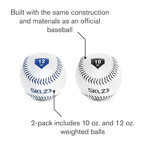 스킬즈 SKLZ Weighted Throwing Baseballs, 2-Pack (10 Ounce and 12 Ounce),White