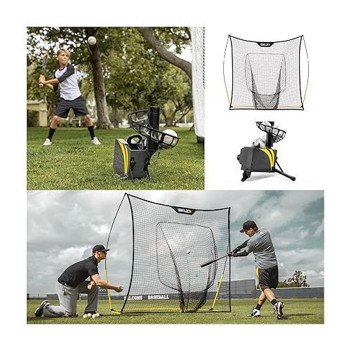 스킬즈 SKLZ Catapult Soft Toss Pitching Machine and Quickster Vault Net Bundle - Improve Your Batting and Fielding Skills with This Comprehensive Training Kit