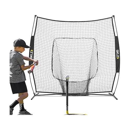 스킬즈 SKLZ Portable Baseball and Softball Hitting Net with Vault, Black, 7 x 7 feet