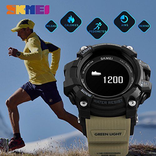  SKMEI Bluetooth Heart Rate Moniter Smart Wristwatches Man Military Hours Men Sport Digital Analog Watch (Black)