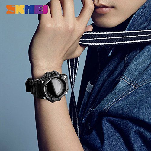  SKMEI Bluetooth Heart Rate Moniter Smart Wristwatches Man Military Hours Men Sport Digital Analog Watch (Black)