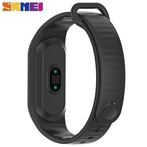  SKMEI Women Men Wristband Blood Pressure Heart Rate Monitor Smart Bracelet Call Reminder Touch Screen Digital Wristwatches B15P (Black)