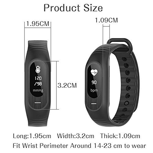  SKMEI Women Men Wristband Blood Pressure Heart Rate Monitor Smart Bracelet Call Reminder Touch Screen Digital Wristwatches B15P (Black)