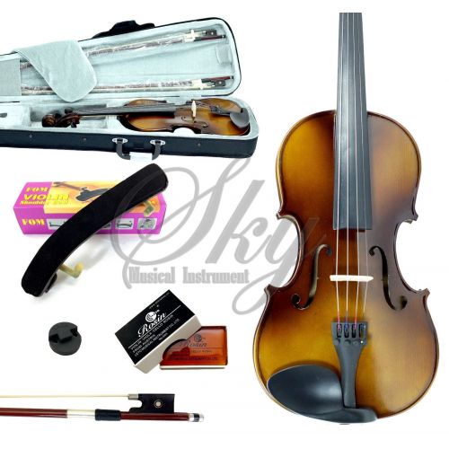  SKY Sky High Quality Sound 44 Full Size Student Beginner Violin Fiddle Outfit with Light Weight Hard Case, Brazilian Wood Bow, and Mute