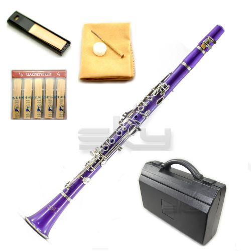  SKY Purple ABS Bb Clarinet with Case, Mouthpiece, 11 Reeds, Care kit and more