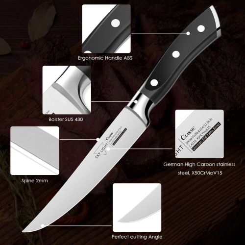  [아마존 핫딜] SKY LIGHT Steak Knives, Steak Knife Set of 4 Premium Kitchen Table Knife 4.5 Inch Straight Edge Blade Dinner Knives Non Serrated