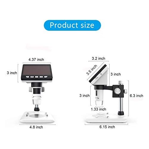  [아마존베스트]LCD Digital Microscope, Skybasic 4.3 Inch 50X-1000X Magnification Zoom HD 1080P 2 Megapixel 2600mAh Battery USB Microscope with 8 Adjustable LED Lights Camera Microscope with 8G TF