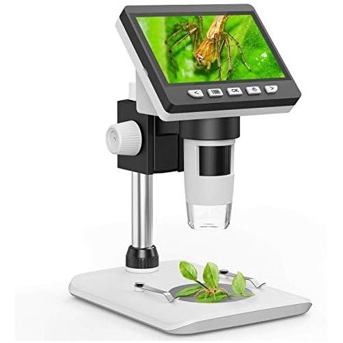  [아마존베스트]LCD Digital Microscope, Skybasic 4.3 Inch 50X-1000X Magnification Zoom HD 1080P 2 Megapixel 2600mAh Battery USB Microscope with 8 Adjustable LED Lights Camera Microscope with 8G TF