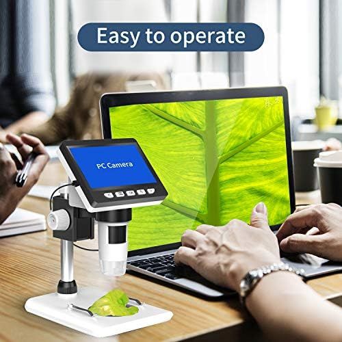  [아마존베스트]LCD Digital Microscope, Skybasic 4.3 Inch 50X-1000X Magnification Zoom HD 1080P 2 Megapixel 2600mAh Battery USB Microscope with 8 Adjustable LED Lights Camera Microscope with 8G TF