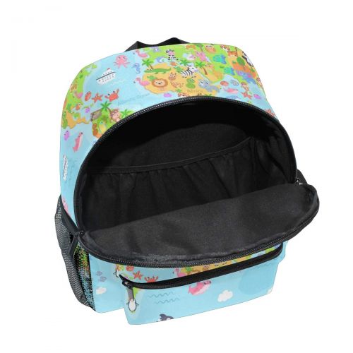 SKYDA Backpack for School Teenagers Girls Boys Bags World Map Animals For Kids Printing Travel Bag